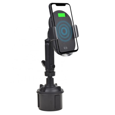 Automatic Infrared Sensing Pu Panel Clip Qi 10W Fast Charging Mobile Mount Cell Phone Cup Holder Wireless Car Charger